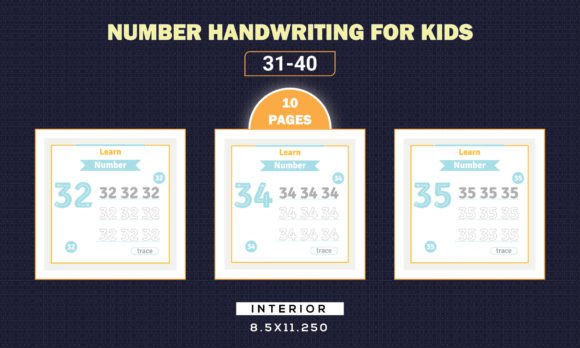 Number Handwriting Tracing 31-40 for Kid